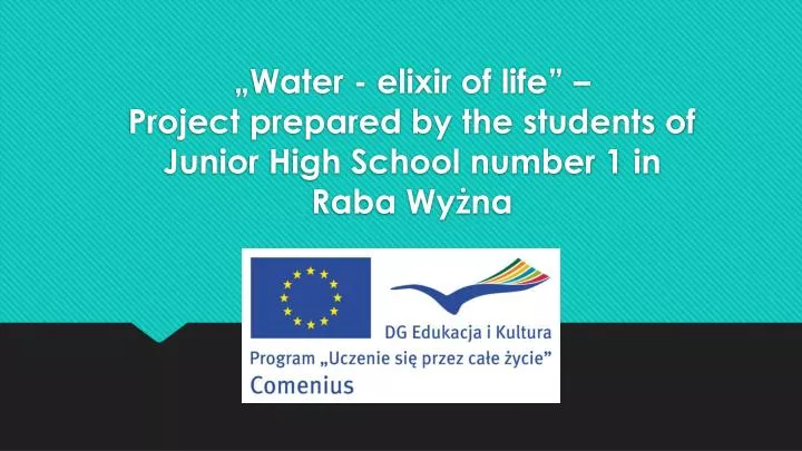 water elixir of life project prepared by the students of junior high school number 1 in raba wy na