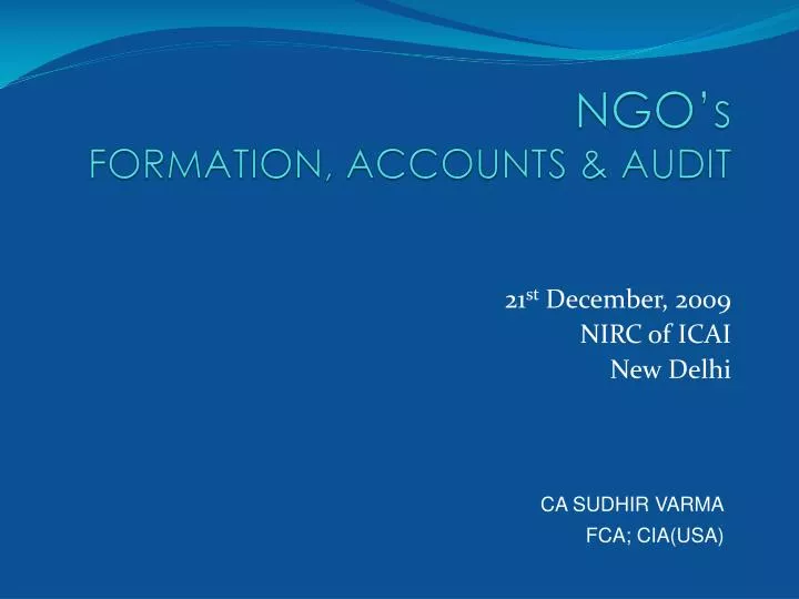ngo s formation accounts audit