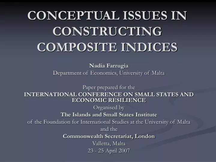 conceptual issues in constructing composite indices