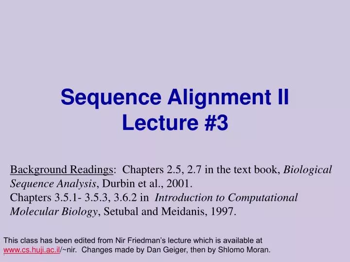 sequence alignment ii lecture 3