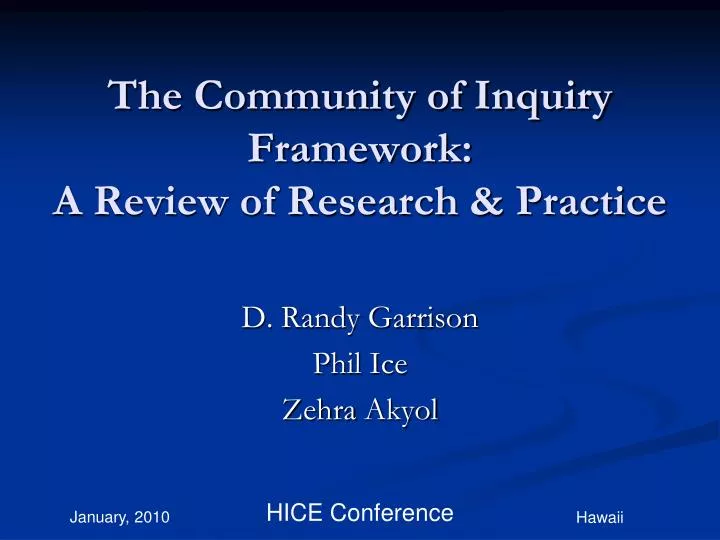 the community of inquiry framework a review of research practice