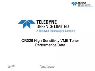 QR026 High Sensitivity VME Tuner Performance Data