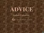 ADVICE - slide 1