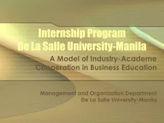 Internship Program De La Salle University-Manila