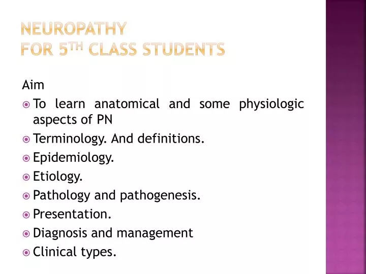 neuropathy for 5 th class students