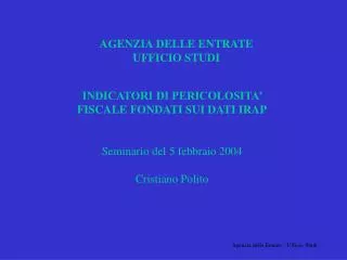 agenzia delle entrate ufficio studi