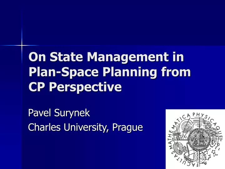 on state management in plan space planning from cp perspective