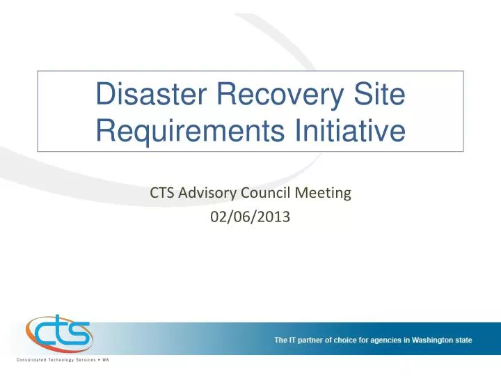 disaster recovery site requirements initiative