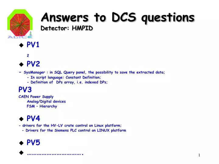 answers to dcs questions detector hmpid