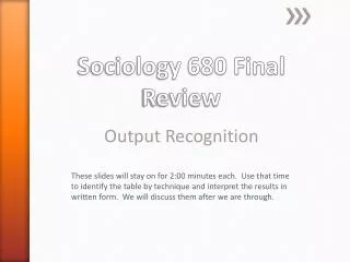 Sociology 680 Final Review