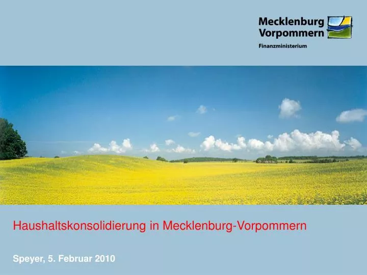 haushaltskonsolidierung in mecklenburg vorpommern speyer 5 februar 2010