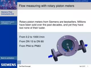 Flow measuring with rotary piston meters