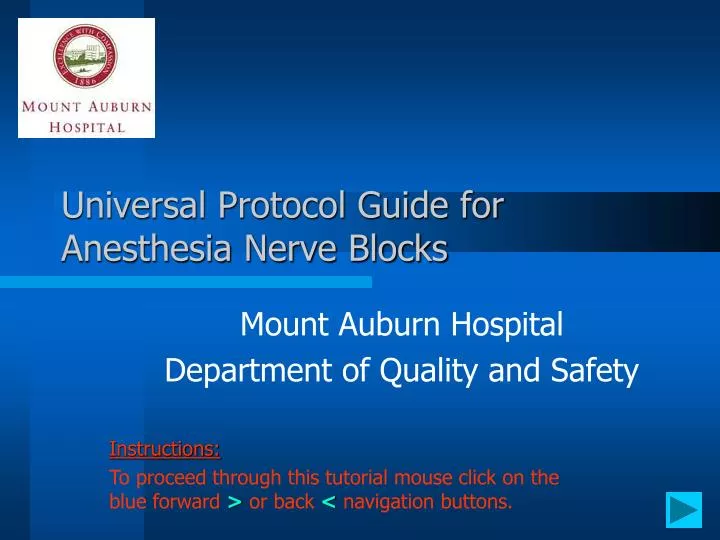 universal protocol guide for anesthesia nerve blocks