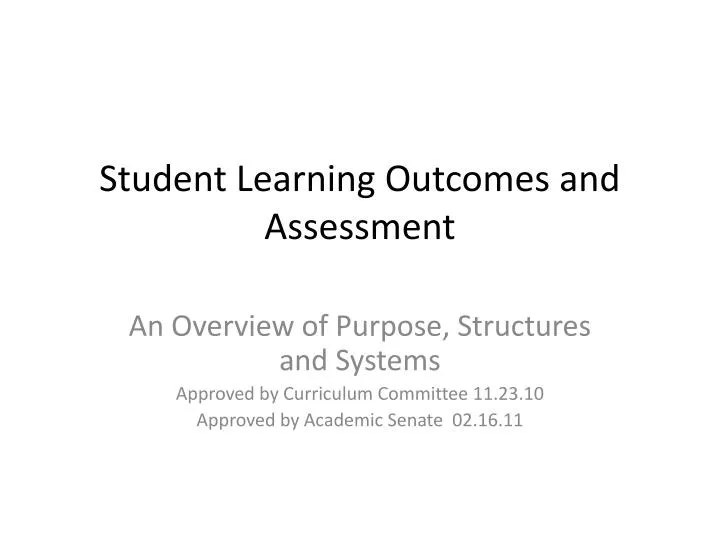 student learning outcomes and assessment
