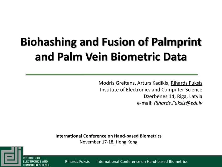 biohashing and fusion of palmprint and palm vein biometric data