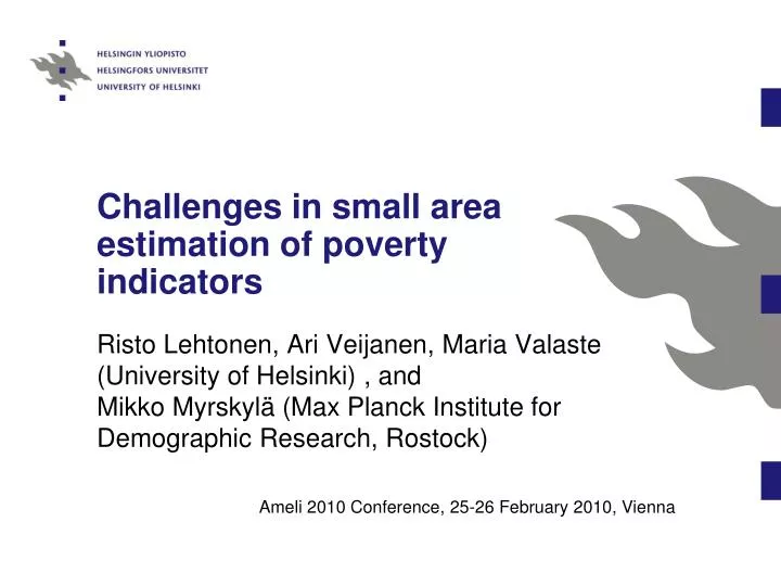 challenges in small area estimation of poverty indicators