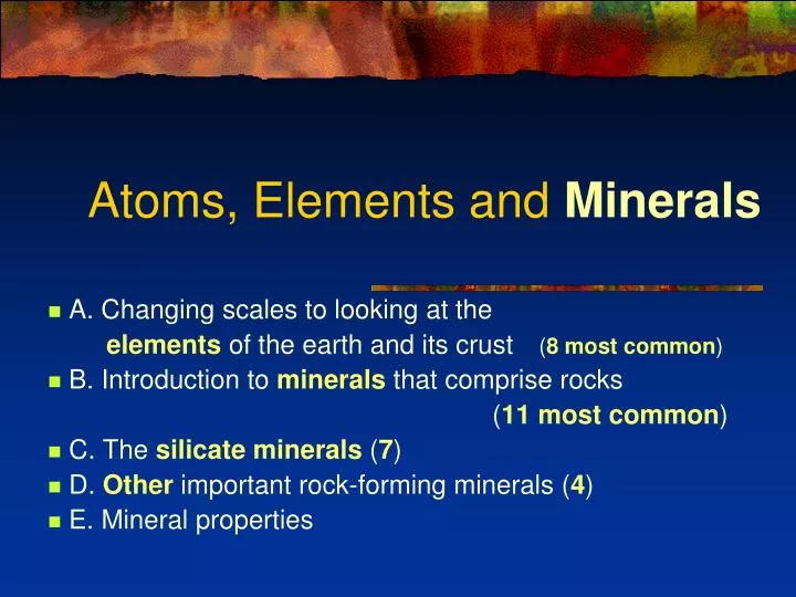 atoms elements and minerals