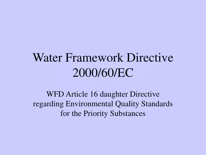 water framework directive 2000 60 ec