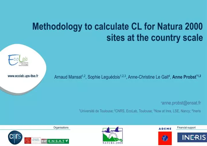 methodology to calculate cl for natura 2000 sites at the country scale