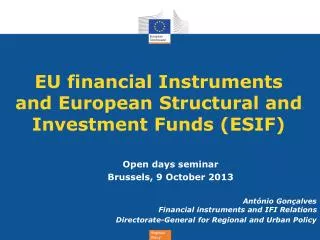 EU financial Instruments and European Structural and Investment Funds (ESIF)