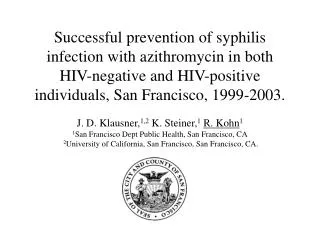 Background: Syphilis trends in San Francisco