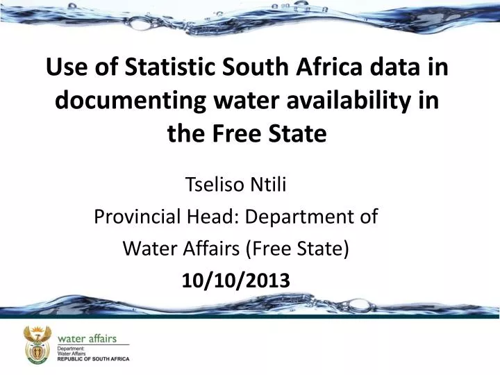 use of statistic south africa data in documenting water availability in the free state