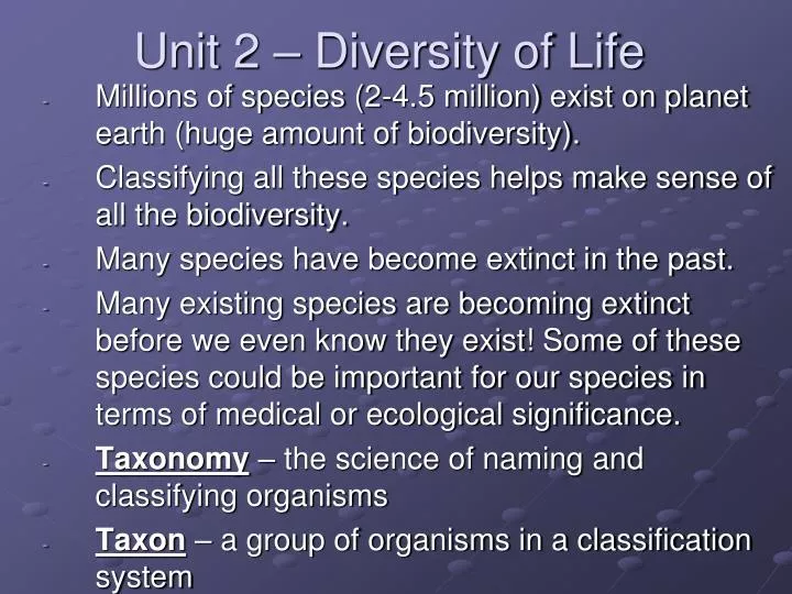 unit 2 diversity of life