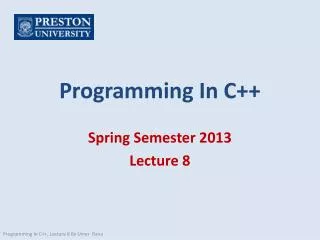 Programming In C++