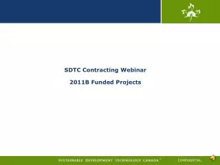 SDTC Contracting Webinar 2011B Funded Projects