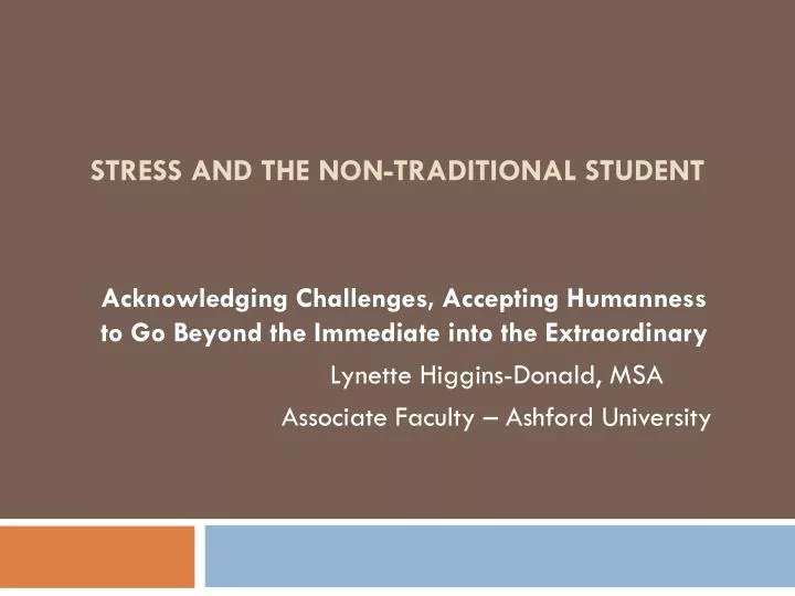 stress and the non traditional student