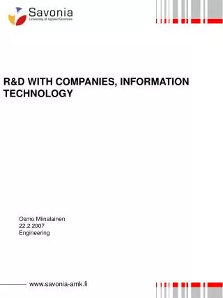 R&amp;D WITH COMPANIES, INFORMATION TECHNOLOGY