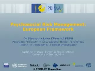 Psychosocial Risk Management: European Framework