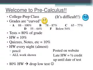 Welcome to Pre-Calculus!!