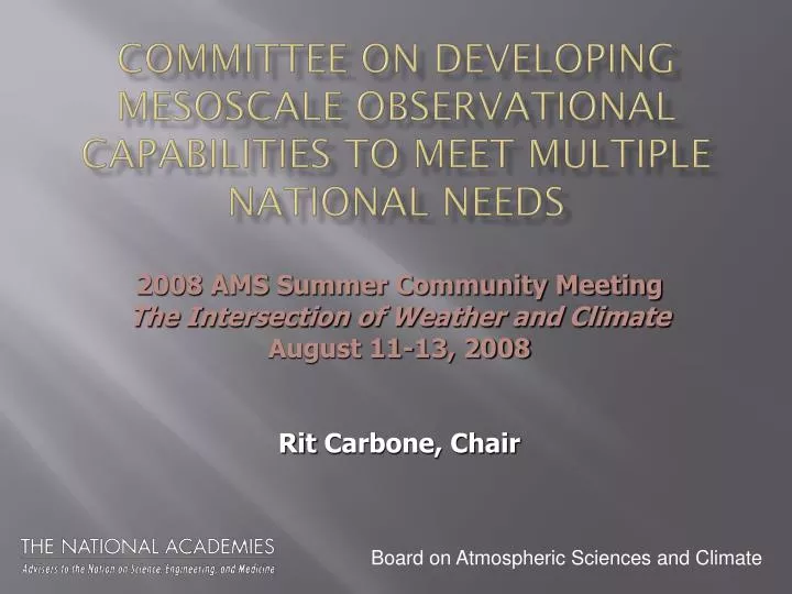 committee on developing mesoscale observational capabilities to meet multiple national needs
