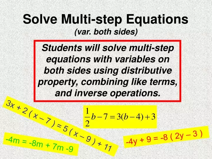 solve multi step equations var both sides