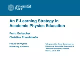 An E-Learning Strategy in Academic Physics Education