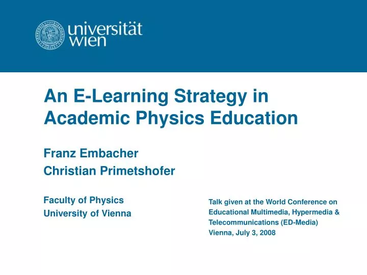 an e learning strategy in academic physics education