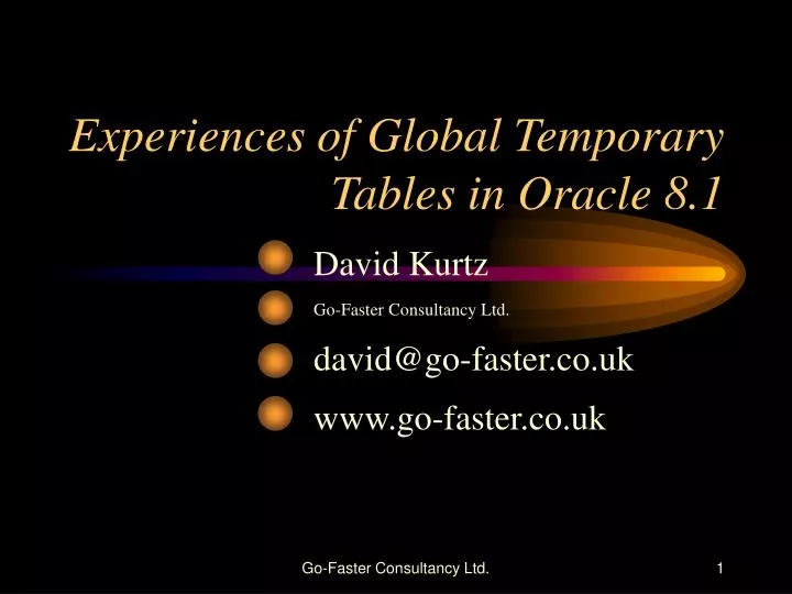 experiences of global temporary tables in oracle 8 1