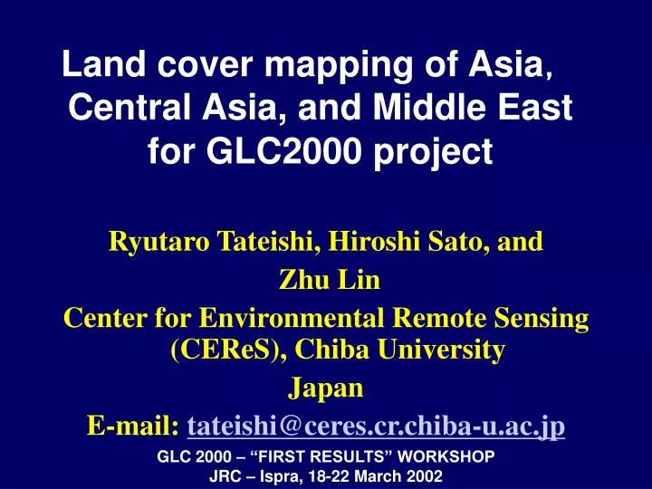 land cover mapping of asia central asia and middle east for glc2000 project