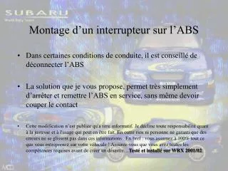 montage d un interrupteur sur l abs