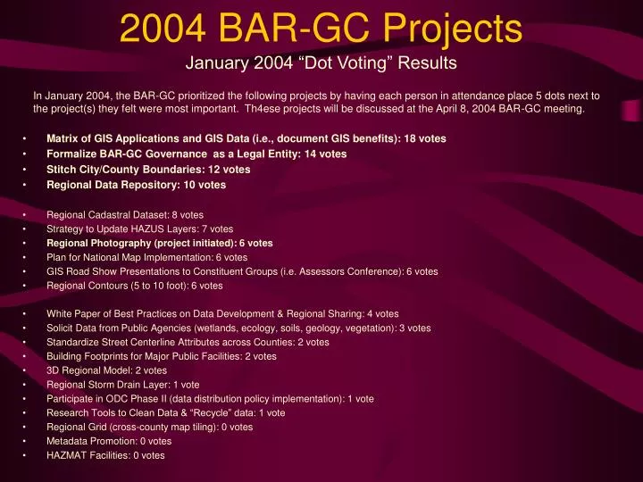 2004 bar gc projects