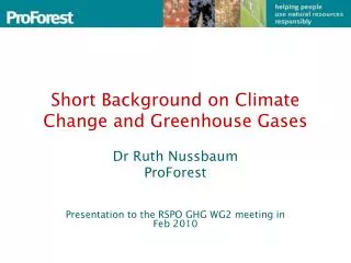 Short Background on Climate Change and Greenhouse Gases