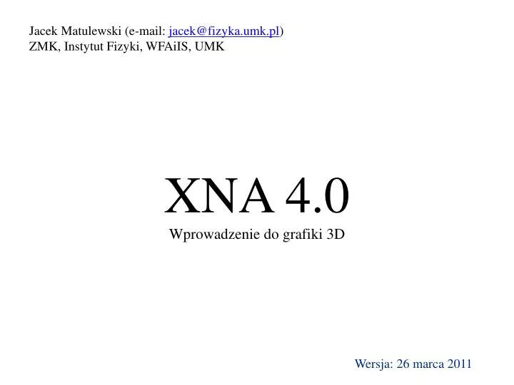 xna 4 0 wprowadzenie do grafiki 3d