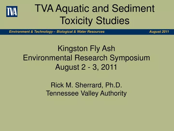 tva aquatic and sediment toxicity studies