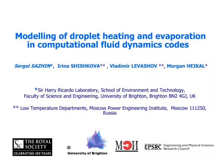 modelling of droplet heating and evaporation in computational fluid dynamics codes