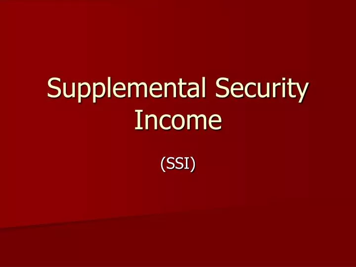supplemental security income