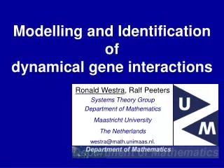 Modelling and Identification of dynamical gene interactions