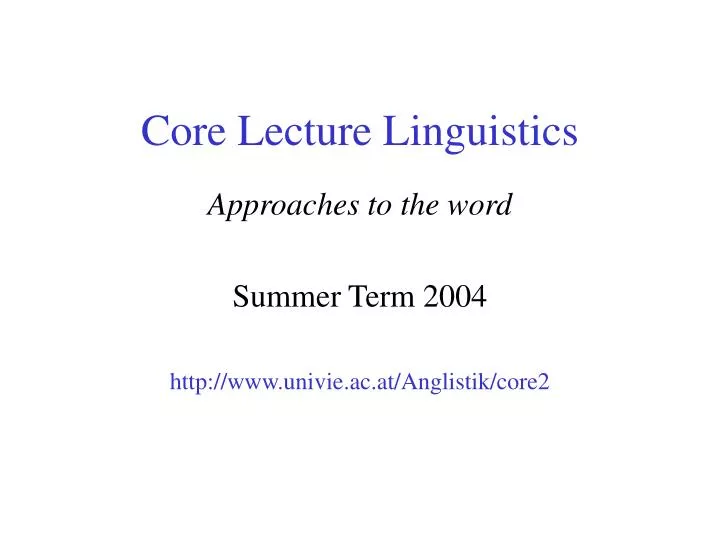 core lecture linguistics