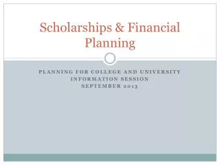 Scholarships &amp; Financial Planning