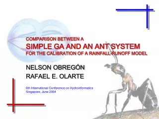 COMPARISON BETWEEN A SIMPLE GA AND AN ANT SYSTEM FOR THE CALIBRATION OF A RAINFALL-RUNOFF MODEL